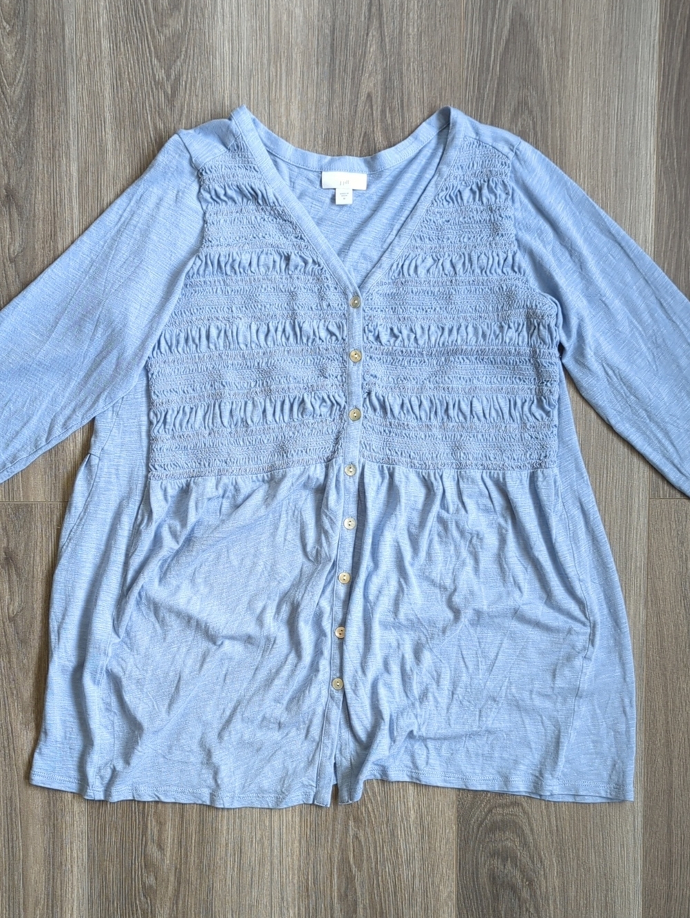 J.Jill Smocked Tunic Babydoll Top Size M